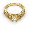 Oro Laminado Multi Stone Ring, Gold Filled Style Infinite Design, with White Cubic Zirconia and White Micro Pave, Polished, Golden Finish, 01.99.0097.08 (Size 8)