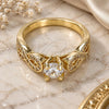 Oro Laminado Multi Stone Ring, Gold Filled Style Infinite Design, with White Cubic Zirconia and White Micro Pave, Polished, Golden Finish, 01.99.0097.09 (Size 9)