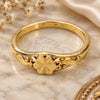 Oro Laminado Elegant Ring, Gold Filled Style Flower Design, Diamond Cutting Finish, Golden Finish, 01.63.0568.06 (Size 6)