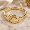 Oro Laminado Elegant Ring, Gold Filled Style Heart Design, Diamond Cutting Finish, Golden Finish, 01.63.0559.09 (Size 9)