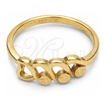 Oro Laminado Elegant Ring, Gold Filled Style Flower Design, Diamond Cutting Finish, Golden Finish, 01.63.0572.07 (Size 7)