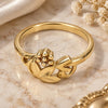 Oro Laminado Elegant Ring, Gold Filled Style Flower and Leaf Design, Diamond Cutting Finish, Golden Finish, 01.63.0573.06 (Size 6)