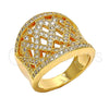 Oro Laminado Multi Stone Ring, Gold Filled Style with White Micro Pave, Polished, Golden Finish, 01.266.0006.08 (Size 8)