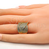 Oro Laminado Multi Stone Ring, Gold Filled Style with White Micro Pave, Polished, Golden Finish, 01.266.0004.08 (Size 8)