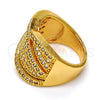 Oro Laminado Multi Stone Ring, Gold Filled Style with White Micro Pave, Polished, Golden Finish, 01.266.0004.08 (Size 8)