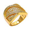 Oro Laminado Multi Stone Ring, Gold Filled Style with White Micro Pave, Polished, Golden Finish, 01.266.0004.08 (Size 8)