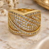 Oro Laminado Multi Stone Ring, Gold Filled Style with White Micro Pave, Polished, Golden Finish, 01.266.0004.09 (Size 9)