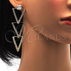 Oro Laminado Long Earring, Gold Filled Style with White Cubic Zirconia and White Crystal, Polished, Golden Finish, 02.268.0006