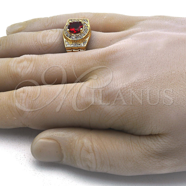 Gold Filled Ring — Mens Ring with Garnet and White Cubic Zirconia — alternate product view — SKU 110959 | Oro Laminado anillo — Mens Ring with Garnet and blanco Cubic Zirconia — SKU 110959