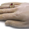 Oro Laminado Mens Ring, Gold Filled Style with Garnet Cubic Zirconia and White Micro Pave, Polished, Golden Finish, 01.266.0001.12 (Size 12)