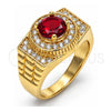 Oro Laminado Mens Ring, Gold Filled Style with Garnet Cubic Zirconia and White Micro Pave, Polished, Golden Finish, 01.266.0001.12 (Size 12)
