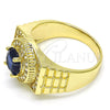 Oro Laminado Mens Ring, Gold Filled Style with Tanzanite and White Cubic Zirconia, Polished, Golden Finish, 01.266.0001.1.11 (Size 11)