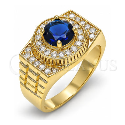 Oro Laminado Mens Ring, Gold Filled Style with Tanzanite and White Cubic Zirconia, Polished, Golden Finish, 01.266.0001.1.11 (Size 11)