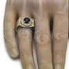 Oro Laminado Mens Ring, Gold Filled Style with Tanzanite and White Cubic Zirconia, Polished, Golden Finish, 01.266.0001.1.12 (Size 12)