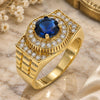 Oro Laminado Mens Ring, Gold Filled Style with Tanzanite and White Cubic Zirconia, Polished, Golden Finish, 01.266.0001.1.12 (Size 12)