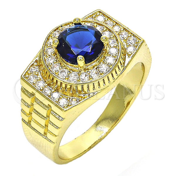 Gold Filled Ring — Mens Ring with Tanzanite and White Cubic Zirconia — main product view — SKU 110964 | Oro Laminado anillo — Mens Ring with Tanzanite and blanco Cubic Zirconia — SKU 110964