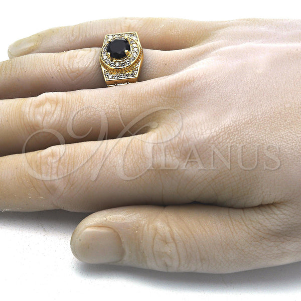 Gold Filled Ring — Mens Ring with Black and White Cubic Zirconia — alternate product view — SKU 110966 | Oro Laminado anillo — Mens Ring with negro and blanco Cubic Zirconia — SKU 110966