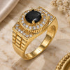 Oro Laminado Mens Ring, Gold Filled Style with Black and White Cubic Zirconia, Polished, Golden Finish, 01.266.0001.2.11 (Size 11)