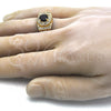 Oro Laminado Mens Ring, Gold Filled Style with Black and White Cubic Zirconia, Polished, Golden Finish, 01.266.0001.2.12 (Size 12)