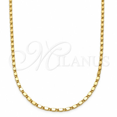 Gold Tone Basic Necklace, Polished, Golden Finish, 04.213.0004.24.GT (02 MM Thickness, 24 Inches Length)