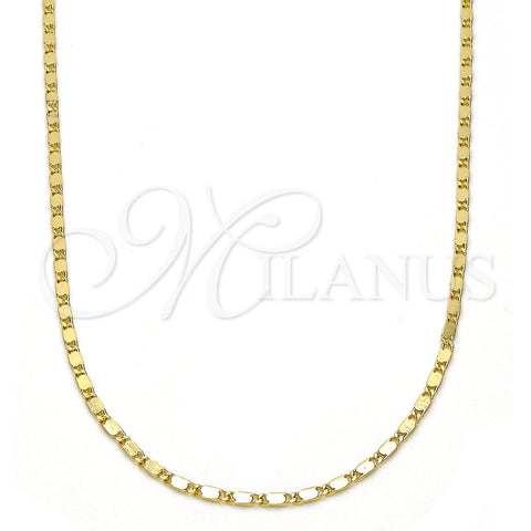 Gold Tone Basic Necklace, Polished, Golden Finish, 04.213.0004.24.GT (02 MM Thickness, 24 Inches Length)