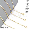 Gold Tone Basic Necklace, Polished, Golden Finish, 04.213.0004.24.GT (02 MM Thickness, 24 Inches Length)