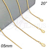 Oro Laminado Basic Necklace, Gold Filled Style Rope Design, Diamond Cutting Finish, Golden Finish, 04.118.0111.20 (05 MM Thickness, 20 Inches Length)