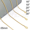 Oro Laminado Basic Necklace, Gold Filled Style Rope Design, Diamond Cutting Finish, Golden Finish, 04.118.0111.24 (05 MM Thickness, 24 Inches Length)