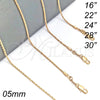 Oro Laminado Basic Necklace, Gold Filled Style Rope Design, Diamond Cutting Finish, Golden Finish, 04.118.0112.28 (05 MM Thickness, 28 Inches Length)