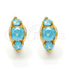 Oro Laminado Huggie Hoop, Gold Filled Style with Blue Topaz Cubic Zirconia, Polished, Golden Finish, 02.213.0005.1.15