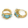 Oro Laminado Huggie Hoop, Gold Filled Style with Blue Topaz Cubic Zirconia, Polished, Golden Finish, 02.213.0005.1.15
