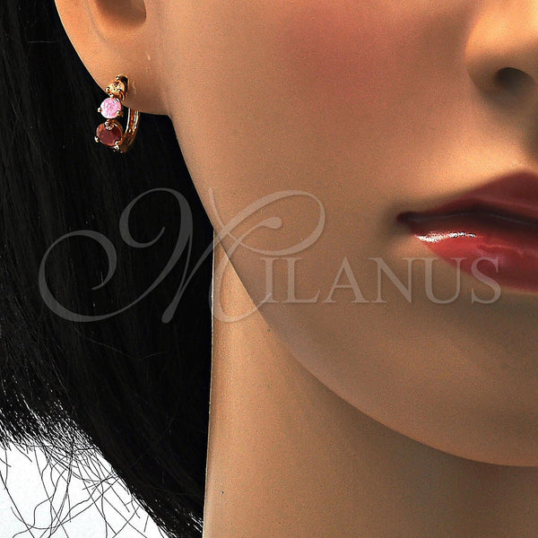 Gold Filled Hoop Earrings — Huggie Hoop with Multicolor Cubic Zirconia Polished 02. — alternate product view — SKU 110987 | Oro Laminado aretes de aro — Huggie Hoop with Multicolor Cubic Zirconia pulido 02. — SKU 110987