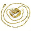 Gold Tone Pendant Necklace, Heart Design, with White Cubic Zirconia, Polished, Golden Finish, 04.213.0006.20.GT (02 MM Thickness, 20 Inches Length)