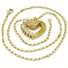 Gold Tone Pendant Necklace, Heart Design, with White Cubic Zirconia, Polished, Golden Finish, 04.213.0006.20.GT (02 MM Thickness, 20 Inches Length)