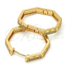 Oro Laminado Huggie Hoop, Gold Filled Style with White Micro Pave, Polished, Golden Finish, 02.213.0012.30