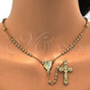 Gold Tone Thin Rosary, Altagracia and Crucifix Design, Polished, Golden Finish, 09.213.0002.18.GT