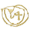 Gold Tone Thin Rosary, Altagracia and Crucifix Design, Polished, Golden Finish, 09.213.0002.18.GT