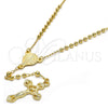 Gold Tone Thin Rosary, Altagracia and Crucifix Design, Polished, Golden Finish, 09.213.0002.18.GT