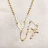 Gold Tone Thin Rosary, Altagracia and Crucifix Design, Polished, Golden Finish, 09.213.0002.18.GT