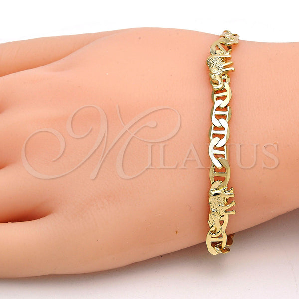 Gold Filled Bracelet — Fancy Bracelet Elephant and Mariner Design Polished 03. — alternate product view — SKU 111024 | Oro Laminado brazalete — elegante Bracelet Elephant and Mariner diseño pulido 03. — SKU 111024