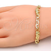 Oro Laminado Fancy Bracelet, Gold Filled Style Elephant and Mariner Design, Polished, Golden Finish, 03.213.0008.08.GT (100 Gauge, 06 MM Thickness, 8 Inches Length)