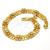 Gold Tone Fancy Bracelet, Flower and Rattle Charm Design, with White Crystal, Polished, Golden Finish, 03.270.0005.07.GT (08 MM Thickness, 7 Inches Length)