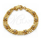 Oro Laminado Fancy Bracelet, Gold Filled Style Flower and Rattle Charm Design, with White Crystal, Polished, Golden Finish, 03.270.0005.07 (08 MM Thickness, 7 Inches Length)