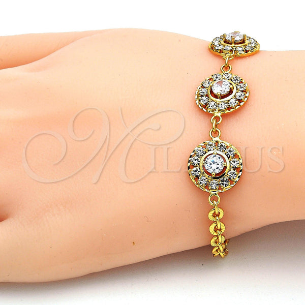 Gold Plated Bracelet — Fancy Bracelet Flower and Rattle Charm Design with — alternate product view — SKU 111067 | Chapa de Oro brazalete — elegante Bracelet flor and Rattle Charm diseño with — SKU 111067