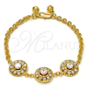 Gold Plated Bracelet — Fancy Bracelet Flower and Rattle Charm Design with — main product view — SKU 111067 | Chapa de Oro brazalete — elegante Bracelet flor and Rattle Charm diseño with — SKU 111067