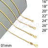 Oro Laminado Basic Necklace, Gold Filled Style Rope Design, Polished, Golden Finish, 04.64.0001.18 (01 MM Thickness, 18 Inches Length)