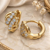 Oro Laminado Huggie Hoop, Gold Filled Style with White Cubic Zirconia, Polished, Golden Finish, 02.63.2567