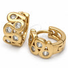 Oro Laminado Huggie Hoop, Gold Filled Style with White Cubic Zirconia, Polished, Golden Finish, 02.63.2568