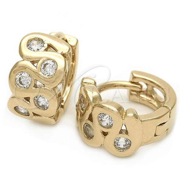 Gold Filled Hoop Earrings — Huggie Hoop with White Cubic Zirconia Polished 02.63. — main product view — SKU 111144 | Oro Laminado aretes de aro — Huggie Hoop with blanco Cubic Zirconia pulido 02.63. — SKU 111144
