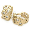 Oro Laminado Huggie Hoop, Gold Filled Style with White Cubic Zirconia, Polished, Golden Finish, 02.63.2568
